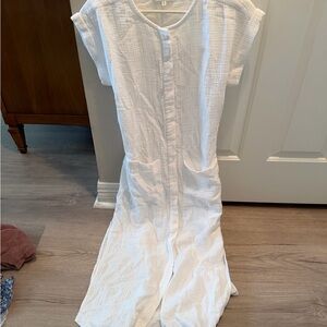 Lou & Grey White Textured Button-Front Dress